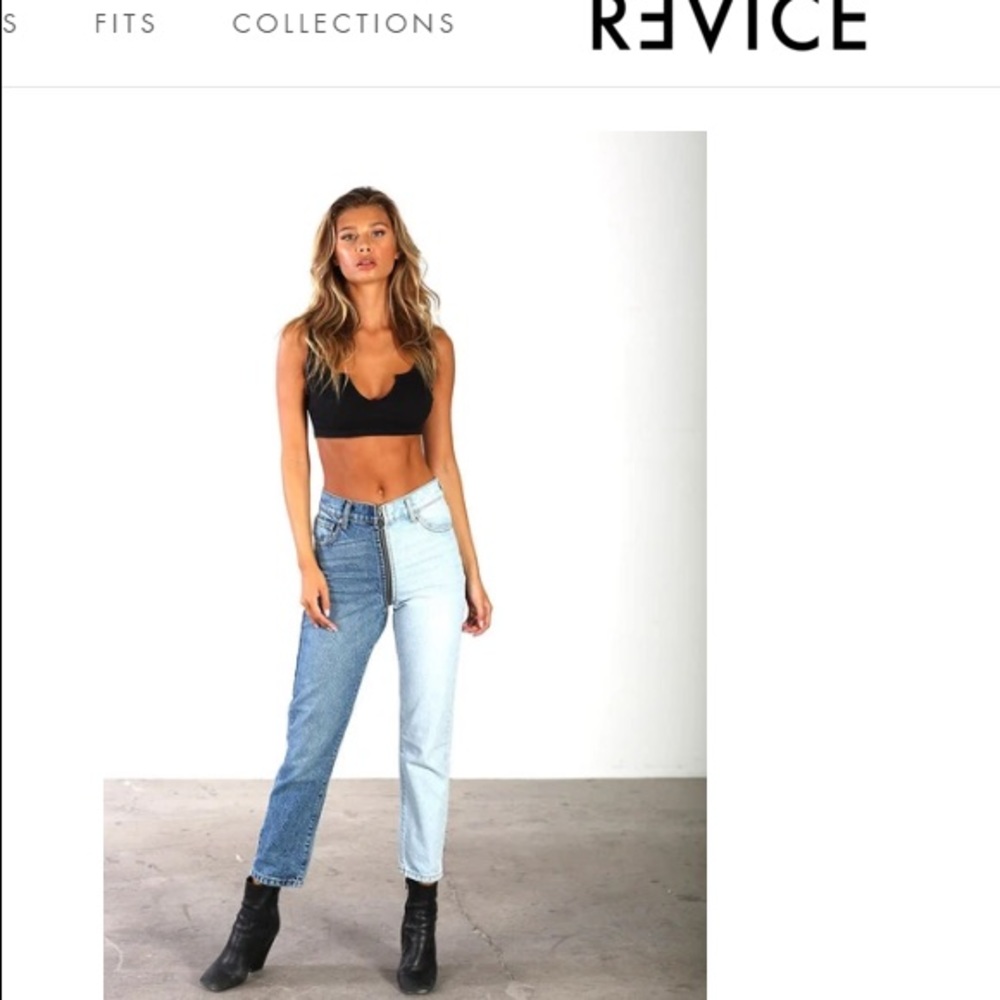 Two toned Yin Yang zipper REVICE jeans